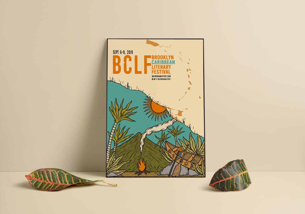 BCLF celebrating caribbean literature with partial map of the eastern caribbean 