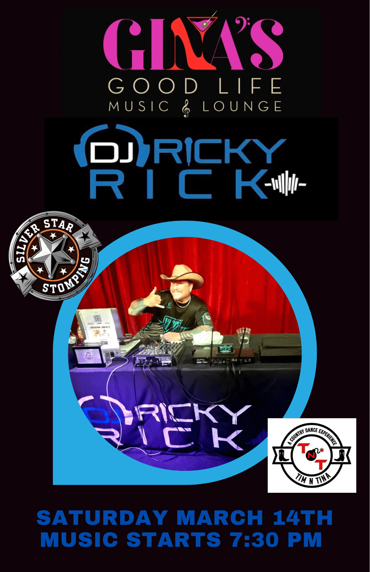 Dj Ricky Rick – Country Dance Night | Gina’s Good Life Music & Lounge