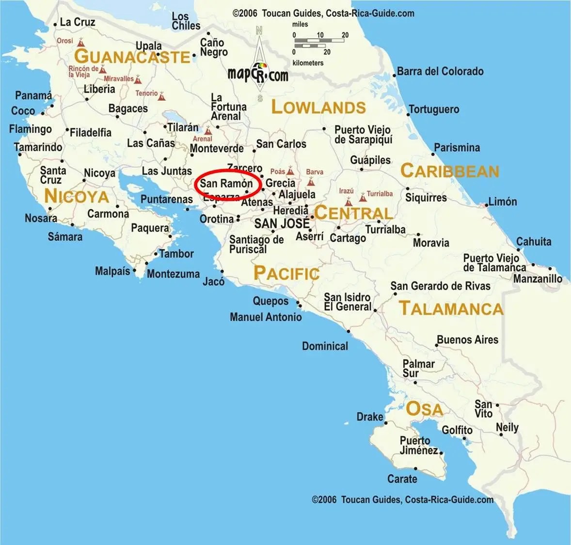 San Ramon on Costa Rica map