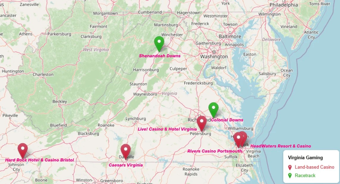 Virginia Casinos Resorts 2026 Virginia Casino Map 