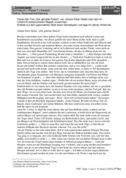 Schulaufgabe Deutsch Inhaltsangabe (Textzusammenfassung): Johann Peter Hebel: Der geheilte