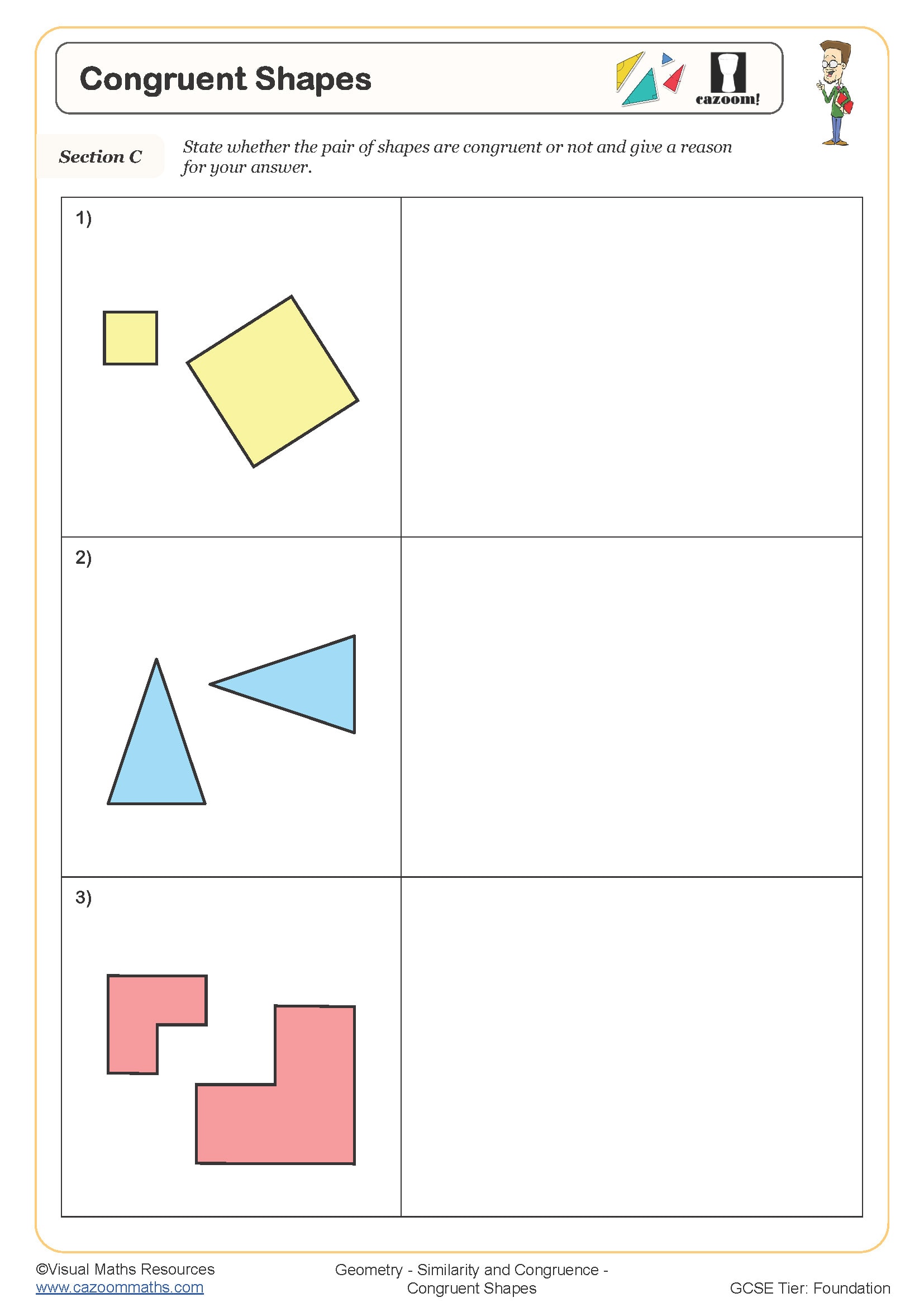 Congruent shapes worksheet