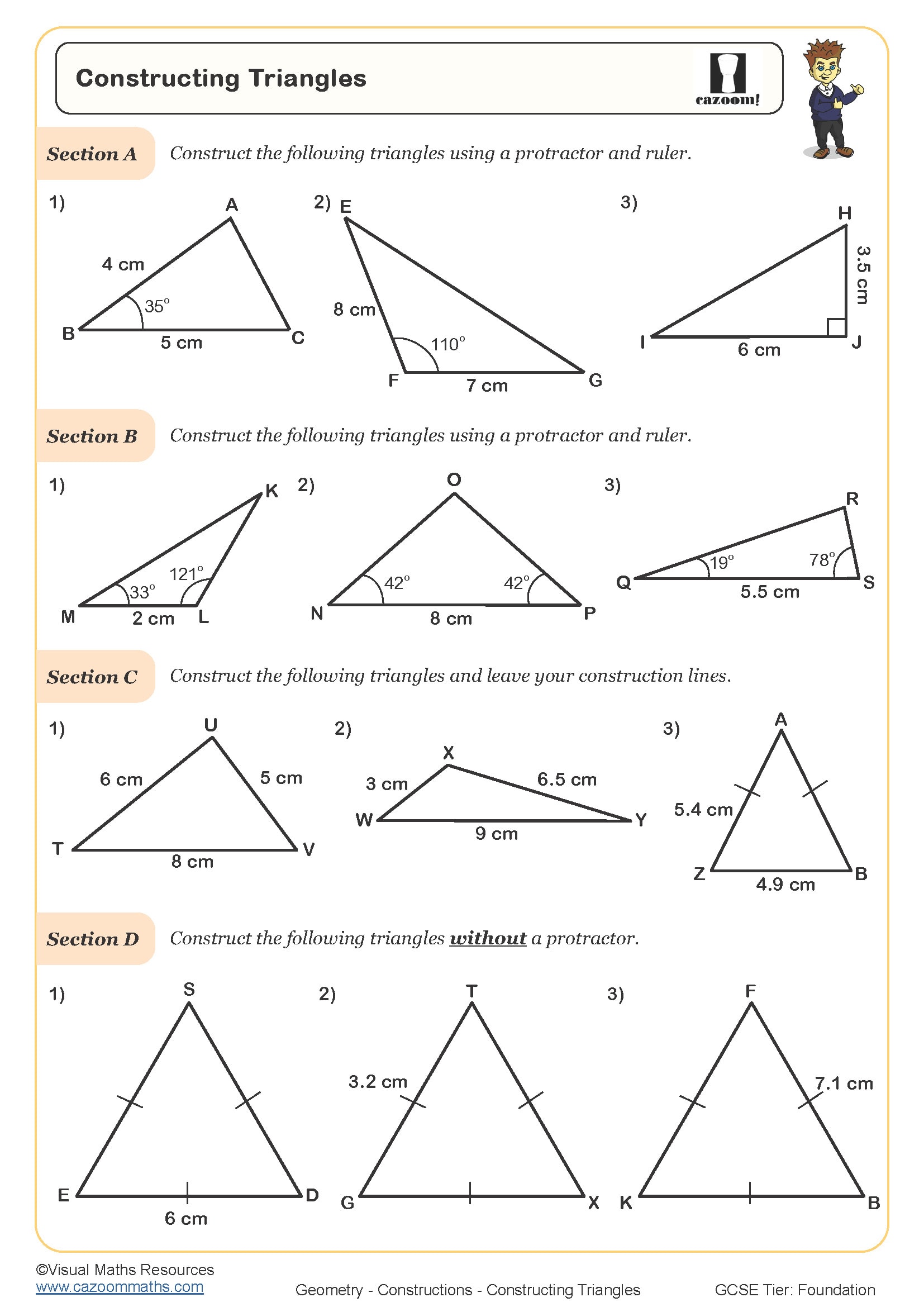 Constructing triangles worksheet