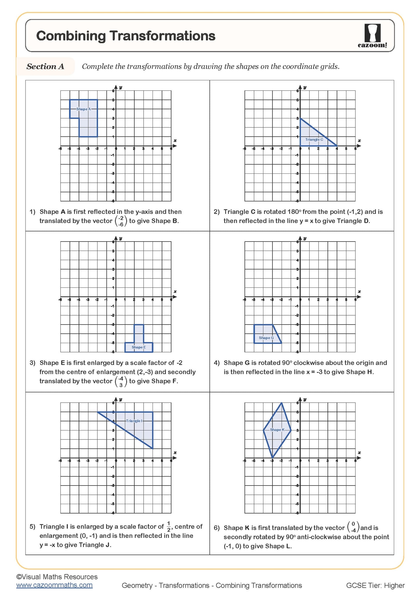Combining transformations worksheet