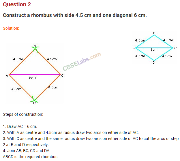 Practical Geometry Class 8 Extra Questions Maths Chapter 4 – CBSE Labs