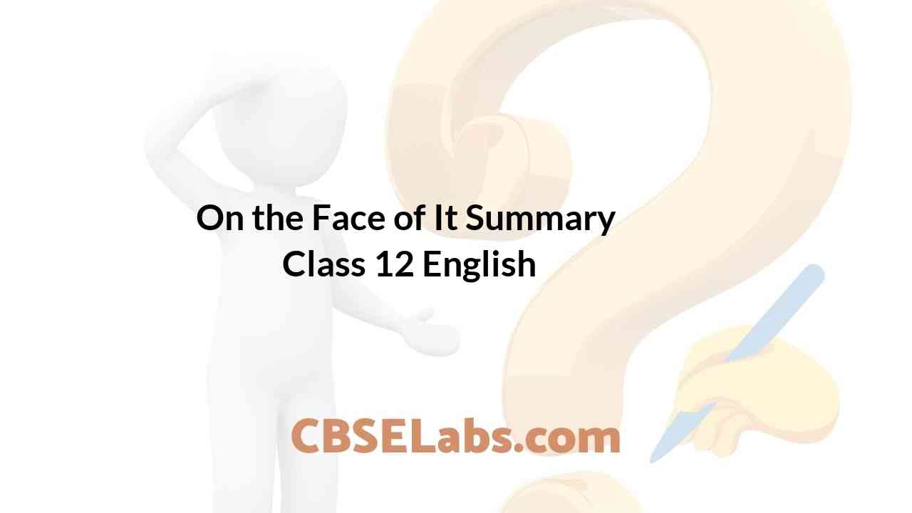 On the Face of It Summary Class 12 English - CBSE Labs