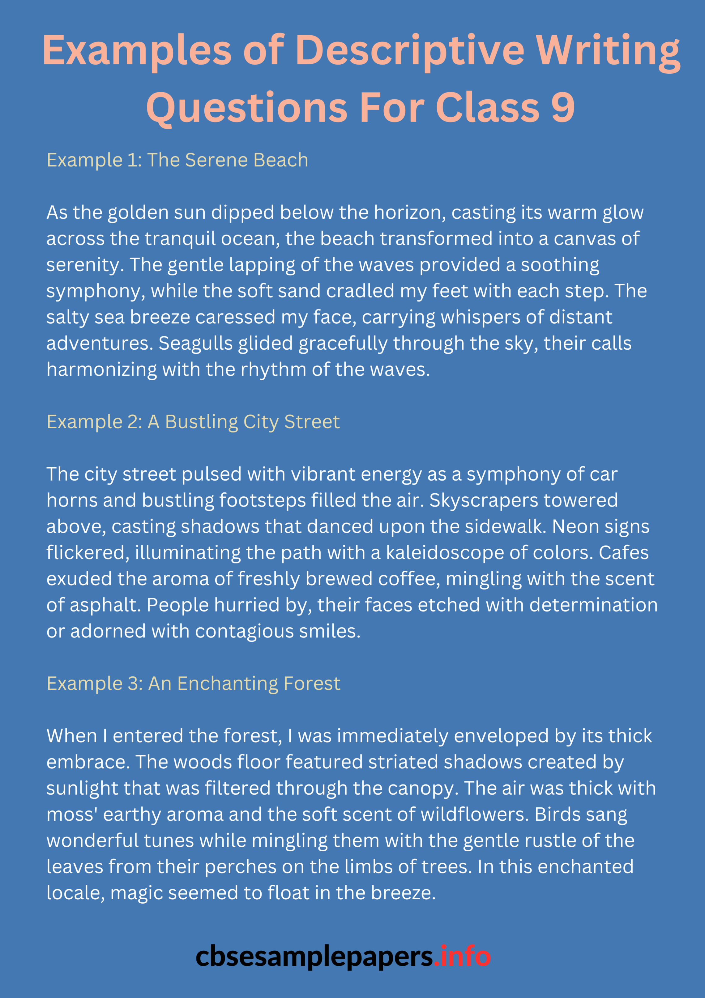 Descriptive Writing Questions For Class 9 Format, Examples, Topics ...