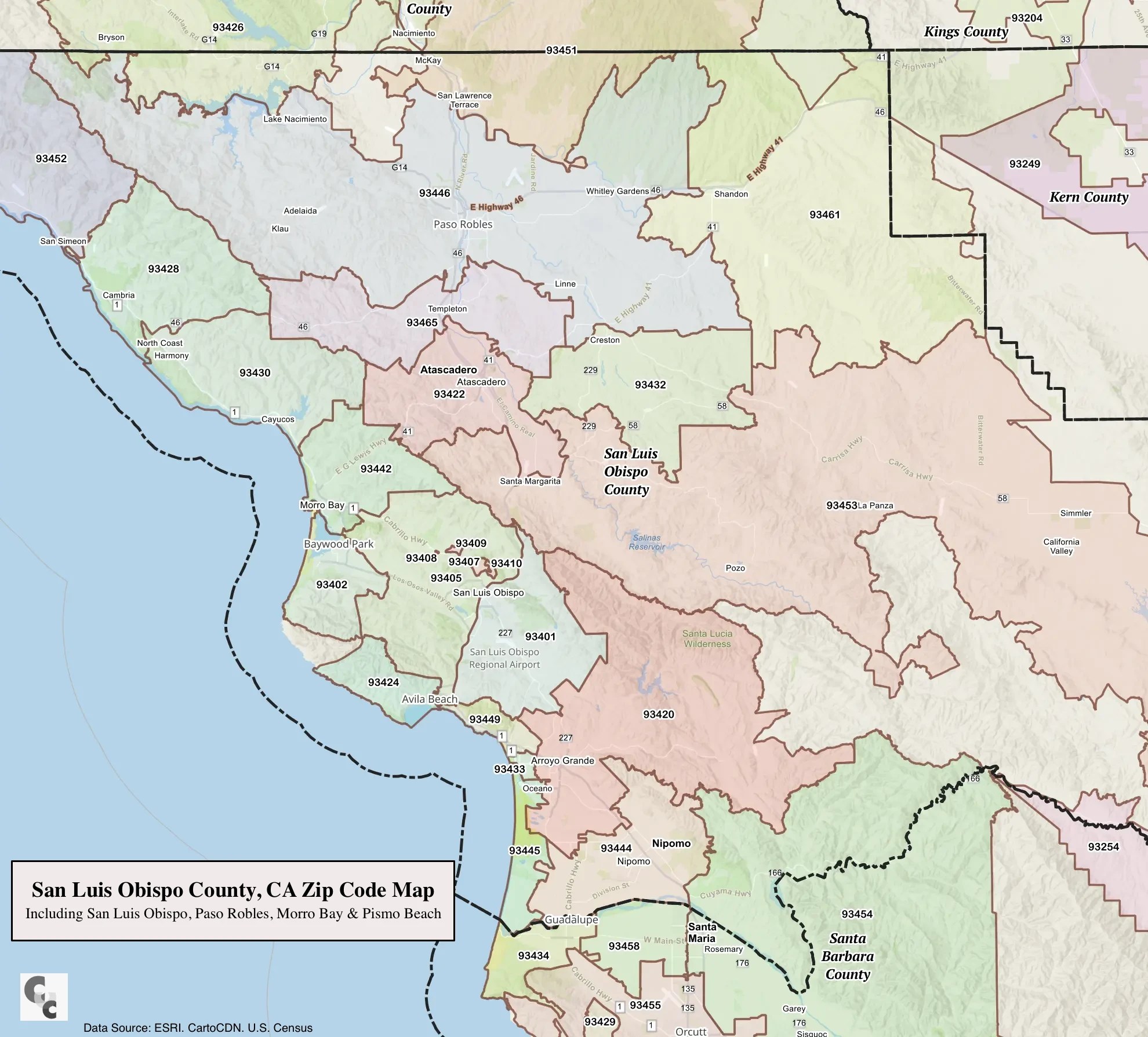 San Luis Obispo County Zip Code Map San Luis Obispo County Zip Code Map@2x 