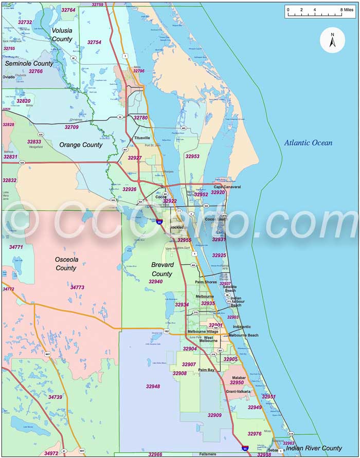 Map Of Brevard County Florida With Zip Codes Printable Maps Online Brevard Zipcode Map FL 