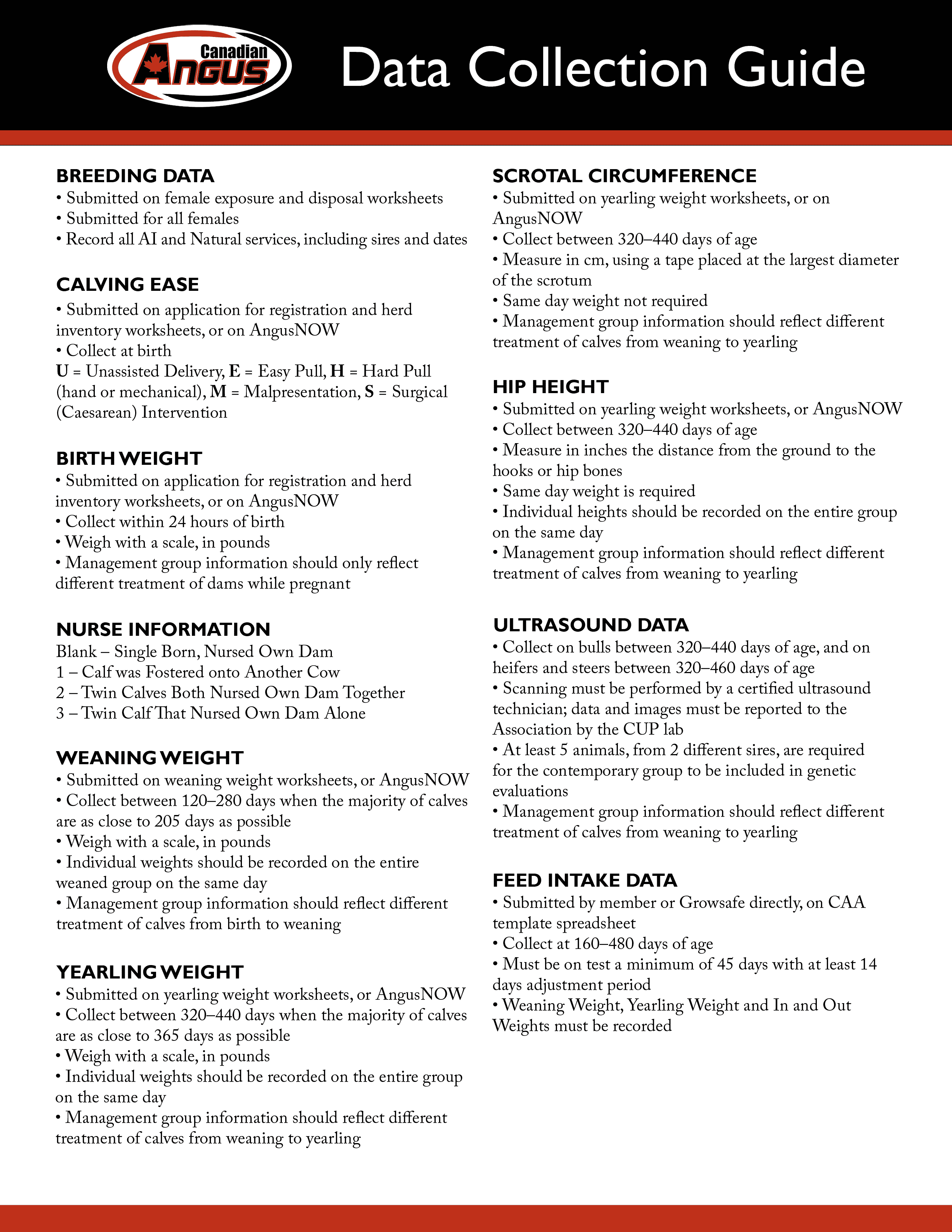 data collection guide canadian angus association