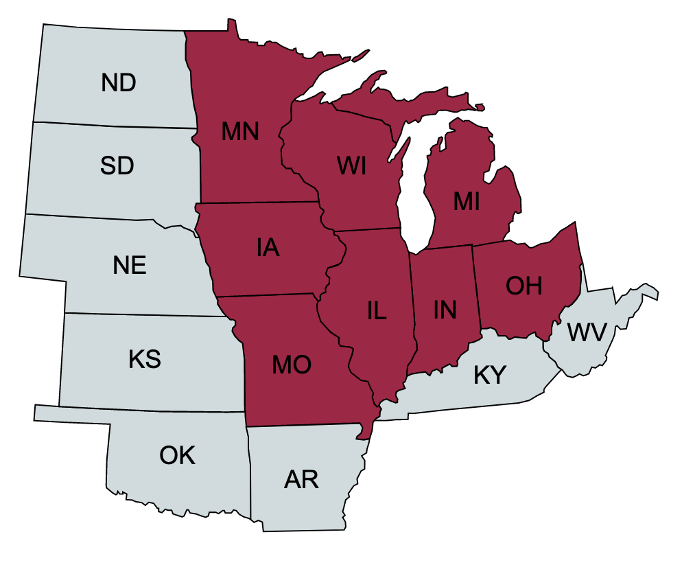 Midwest States Map Printable Midwest States Teaching Resources Region 4 Midwest 