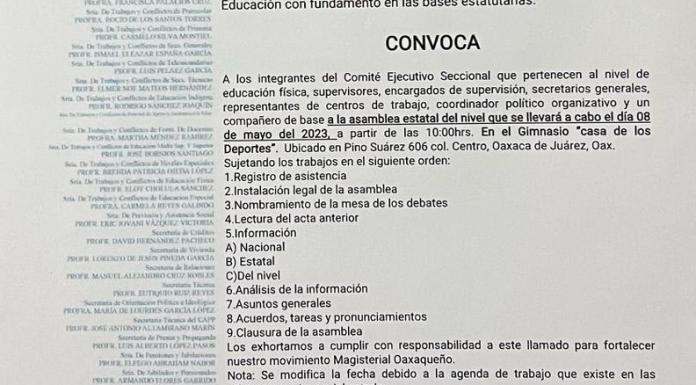 CONVOCATORIA: ASAMBLEA ESTATAL DEL NIVEL DE EDUCACIÓN FÍSICA, 08 MAYO 2023, 10:00 HRS