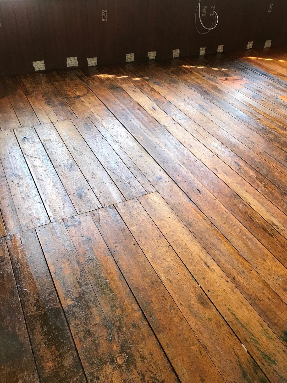 Refinishing these old wood floors will improve your home's look and health. 150 Year Old Pine Floors at a Church in Berlin, MA