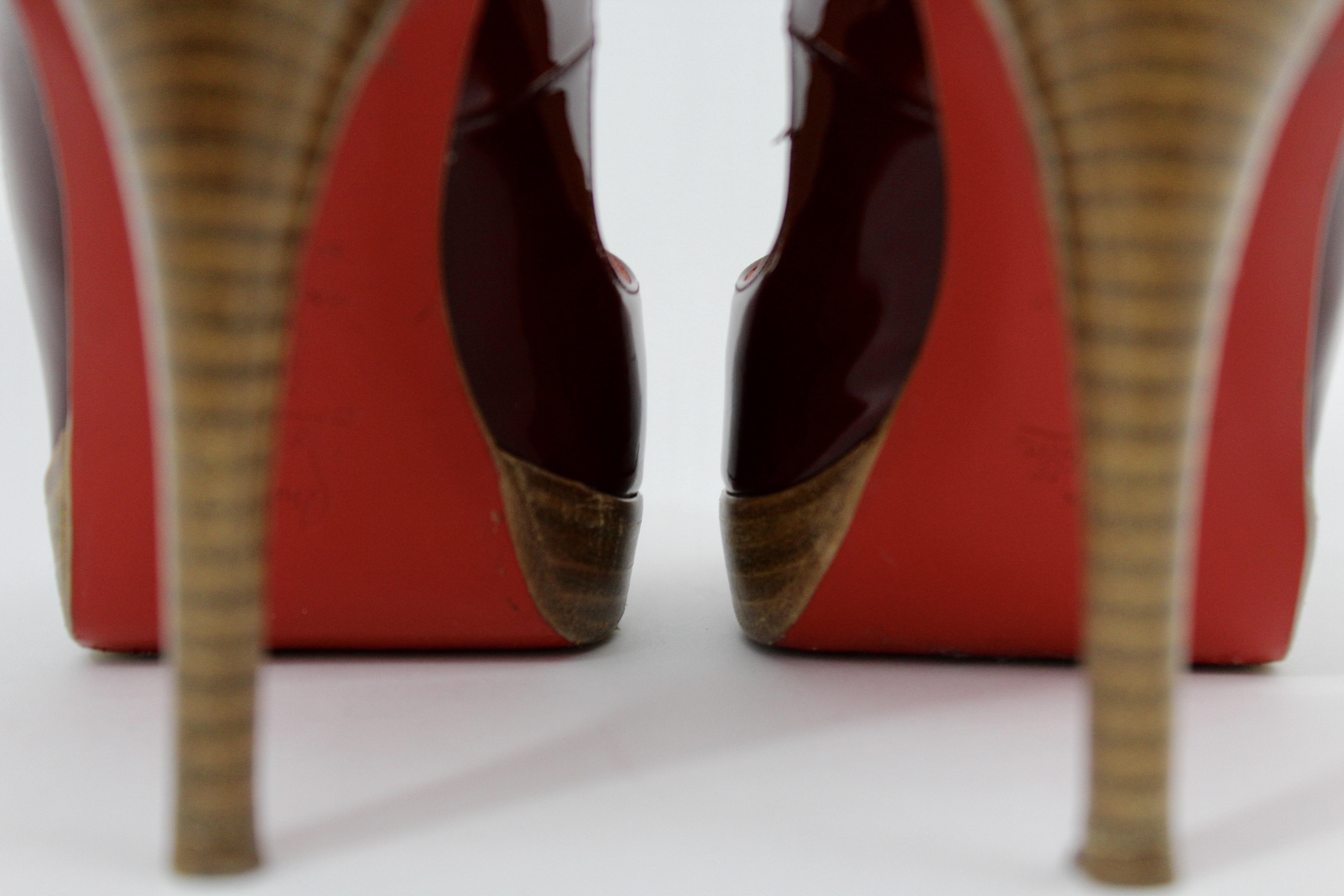 open toe maroon heels