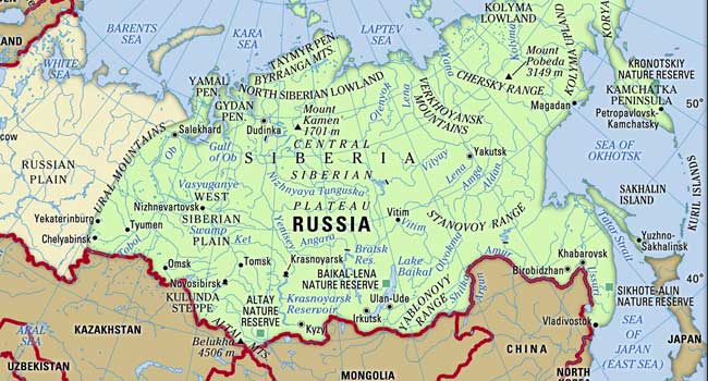 Siberian Plain Map Siberia Map 