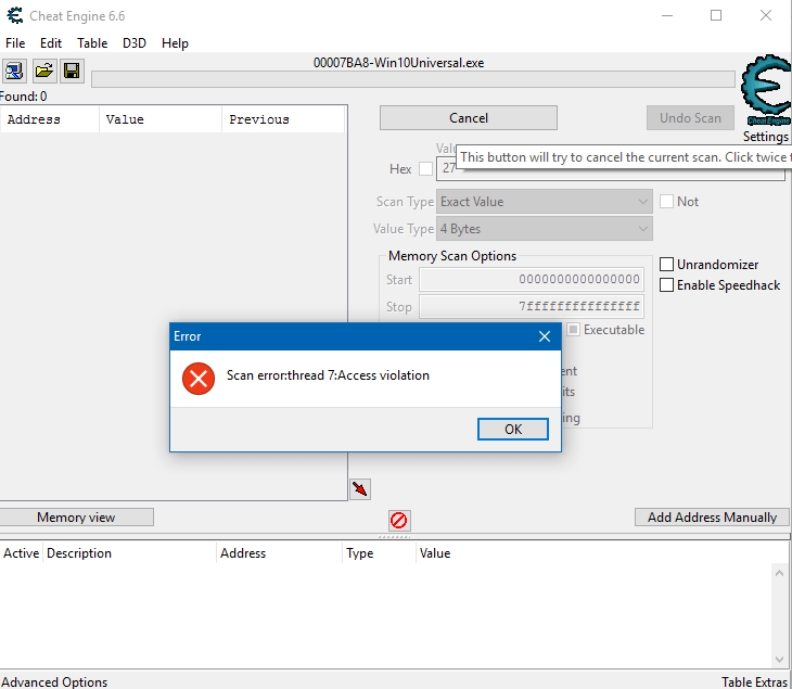 Cara mengatasi security alert code : Cheat Engine View Topic Access Violation Ce 6 6