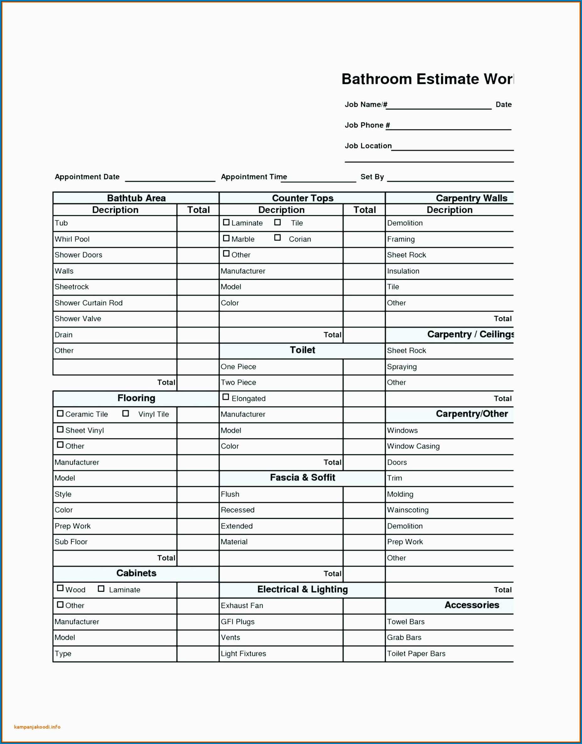 Free Printable Bathroom Remodel Checklist Template Checklist Templates
