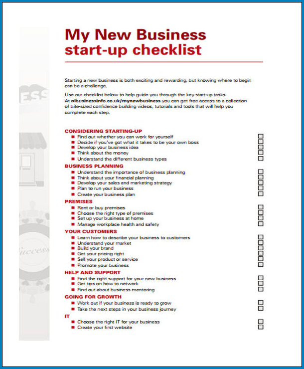 Free Printable Startup Business Checklist Template Checklist Templates