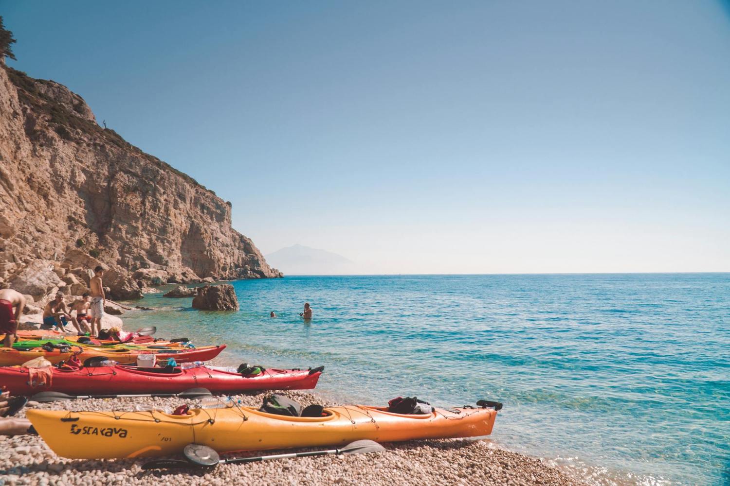yellow and red kayaks