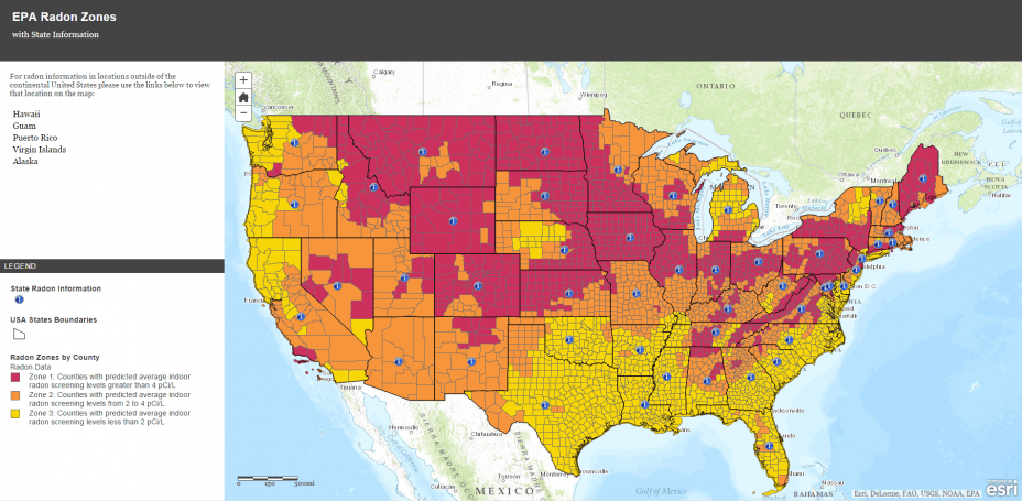 Radon Definition Facts Symbol Discovery Properties Uses Epa Radon Gas Map 