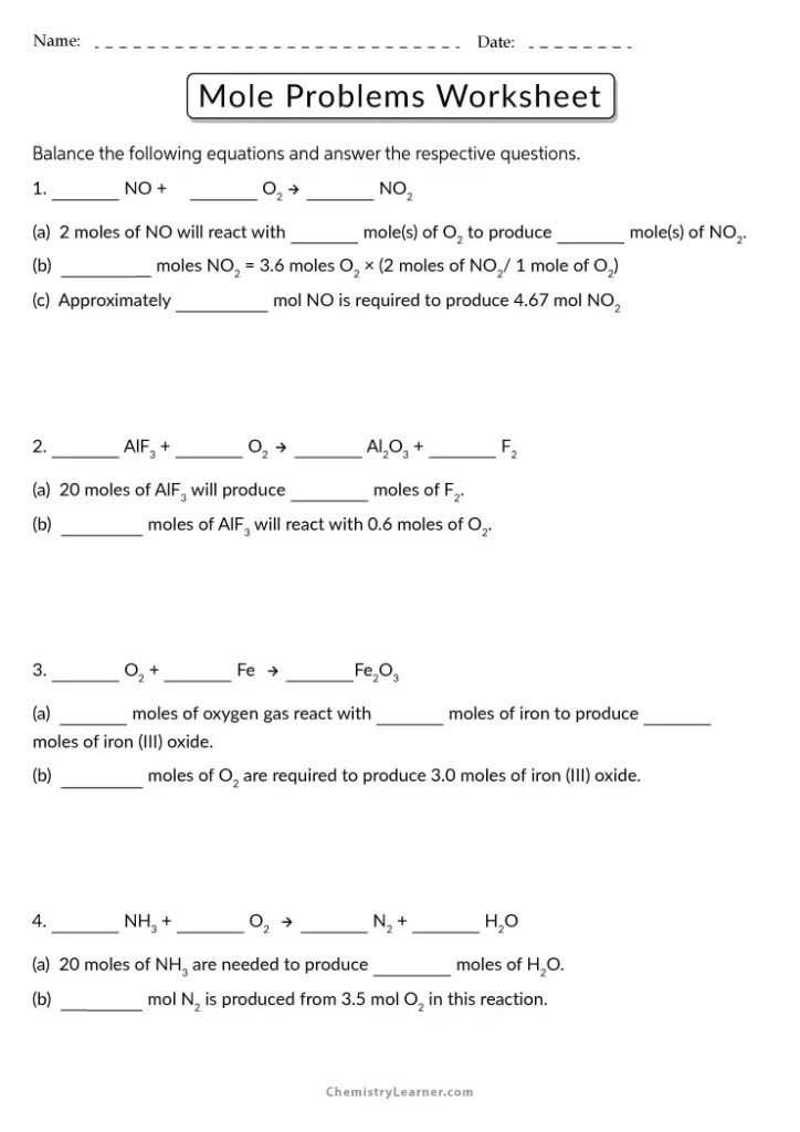 Free printable moles worksheets