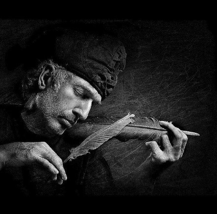 Man with feather.