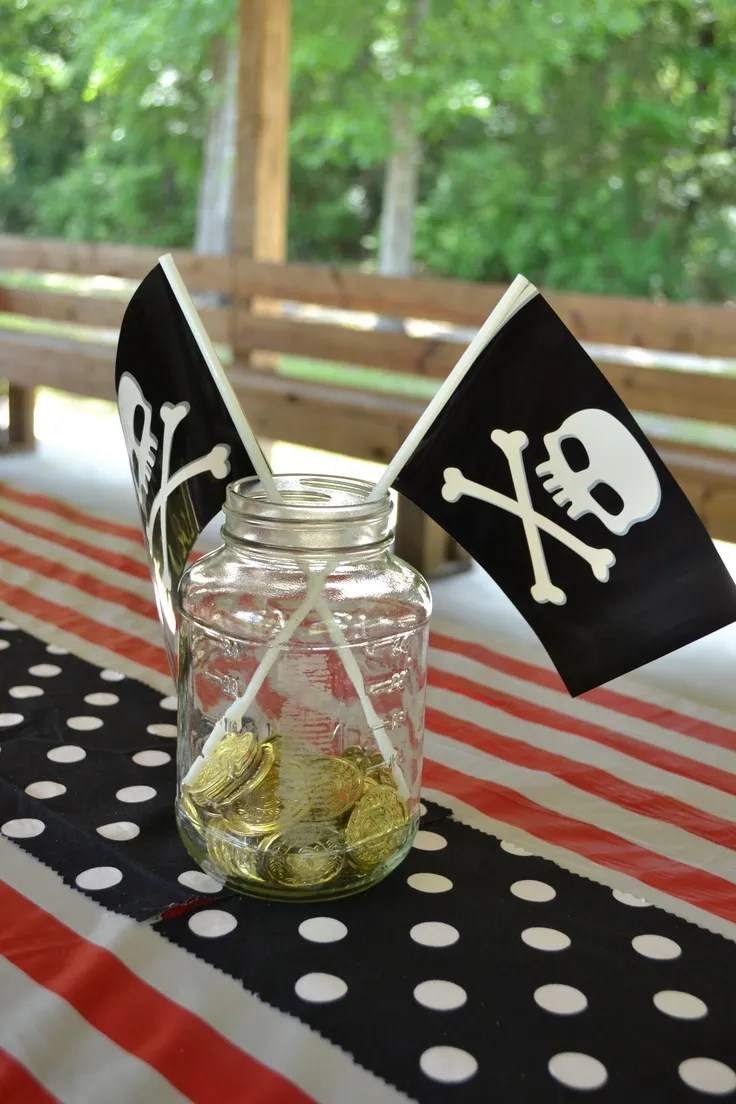 Mason Jar pirate centerpiece