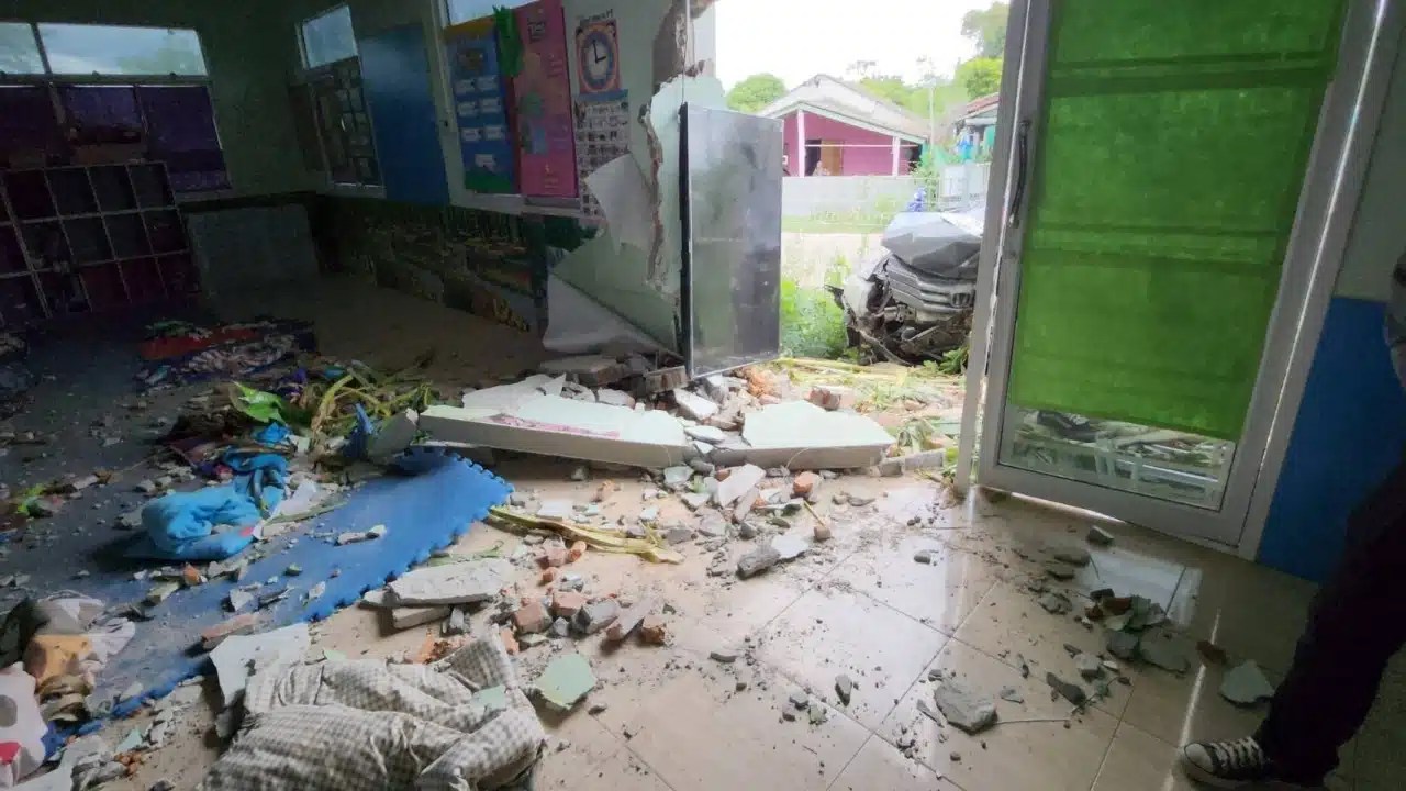 Speeding Car Crashes into Daycare Injuring 14 Children in Kanchanaburi, Thailand