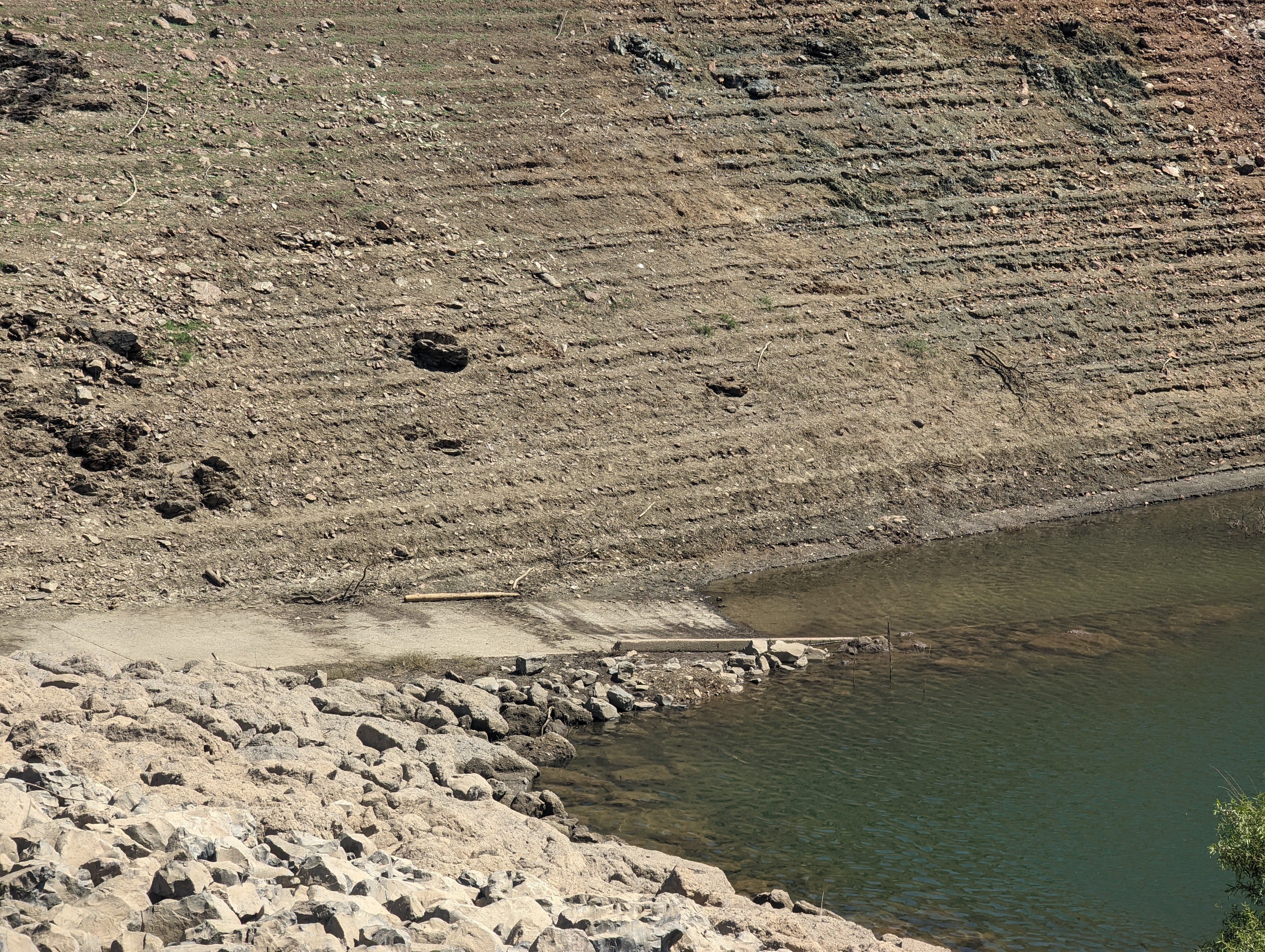 The Nelson Bar boat launch runs much further into Lake Oroville on Tuesday, Aug. 29, 2023 outside of Paradise, California. (Jake Hutchison/Enterprise-Record)