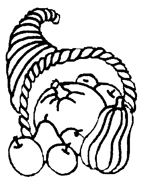 Teach your child how to identify colors and numbers and stay within the lines. Thanksgiving Cornucopia Coloring Page