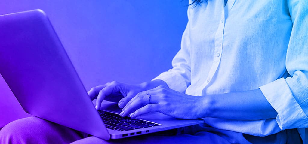 A girl searching for the best graphic design blogs
