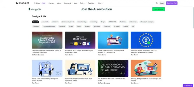 Sitepoint website screenshot