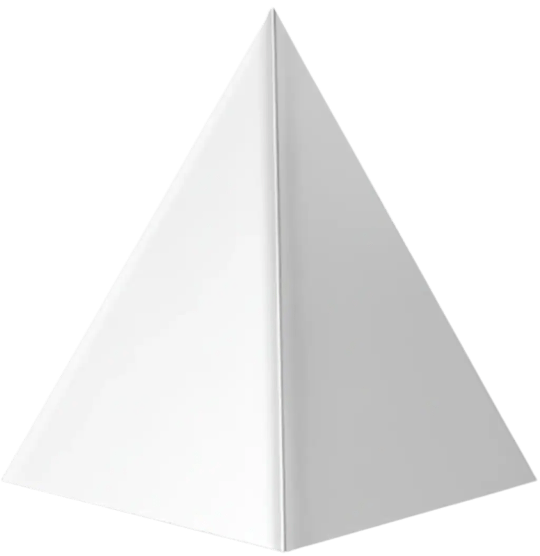 Simple white pyramid shape.