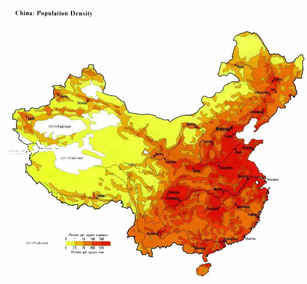 China Population Density Maps Maps China Mike China Population Density Map2 