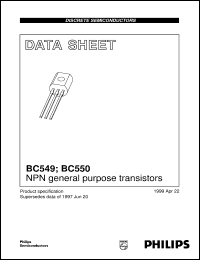 Philips Semiconductors Bc549 Series Datasheets Bc549