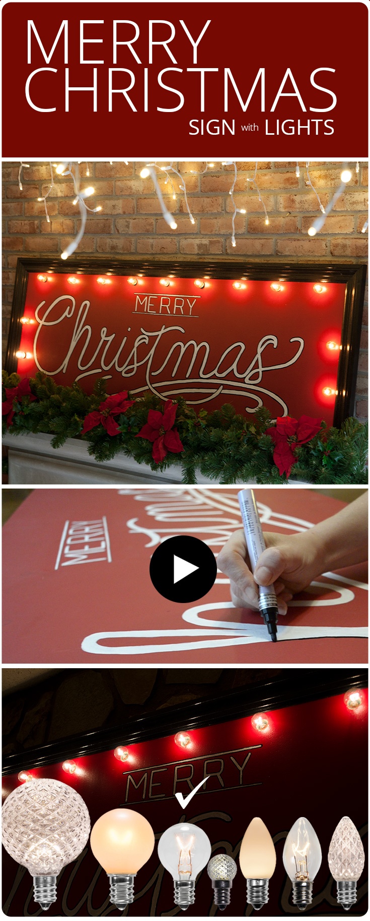 The tradition of using lights during christmas most likely originated in germany during medieval times with the burning of the yule log. DIY Merry Christmas Sign with Marquee Lights