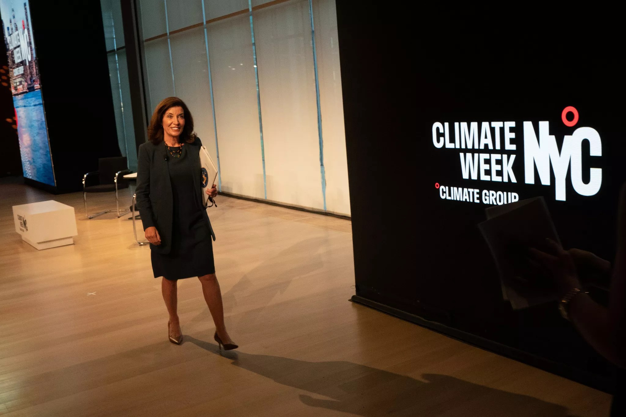 Governor Kathy Hochul after delivering remarks at the Climate Week opening ceremony in New York City.