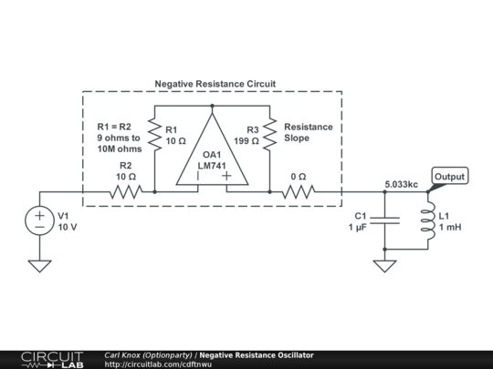 Negative Resistance Oscillator Circuitlab