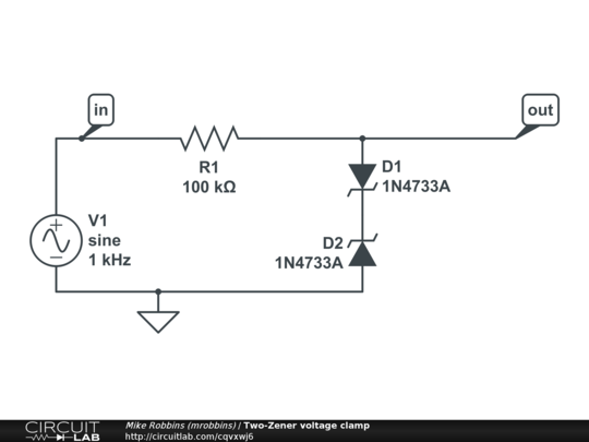 Two Zener Voltage Clamp Circuitlab