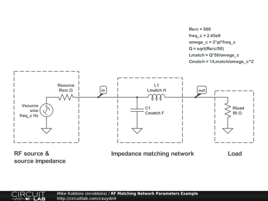 Rf Matching Network Parameters Example Circuitlab