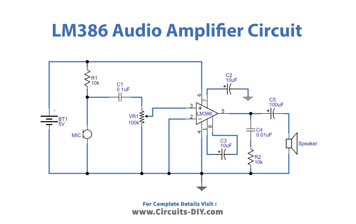 Lm386 Audio Amplifier Circuit 5v - Circuit Diagram