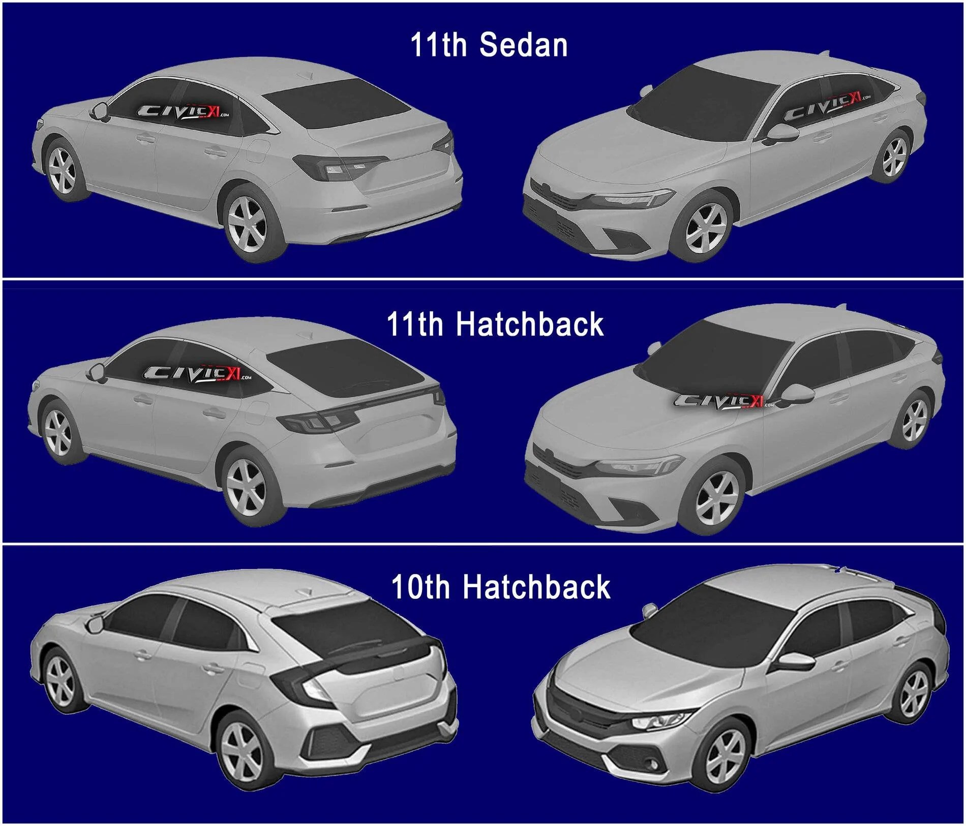 Comparisons of patent images 11th gen vs 10th gen civic