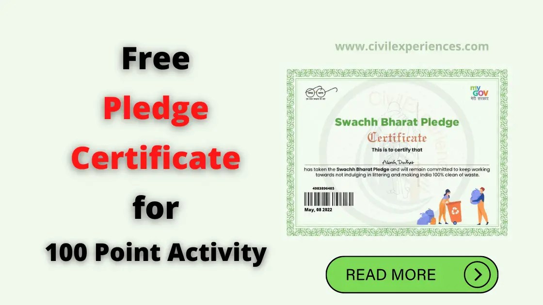 Free Pledge Certificate For 100 Point Activity » Civil Experience