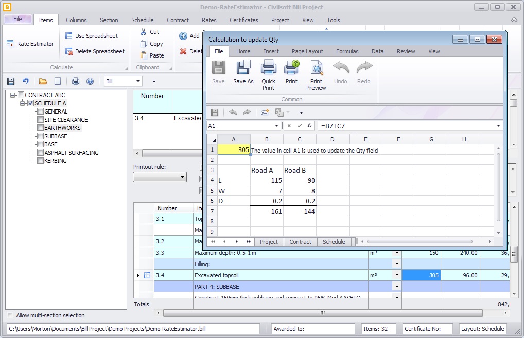 Bill Project Schedule Of Quantities