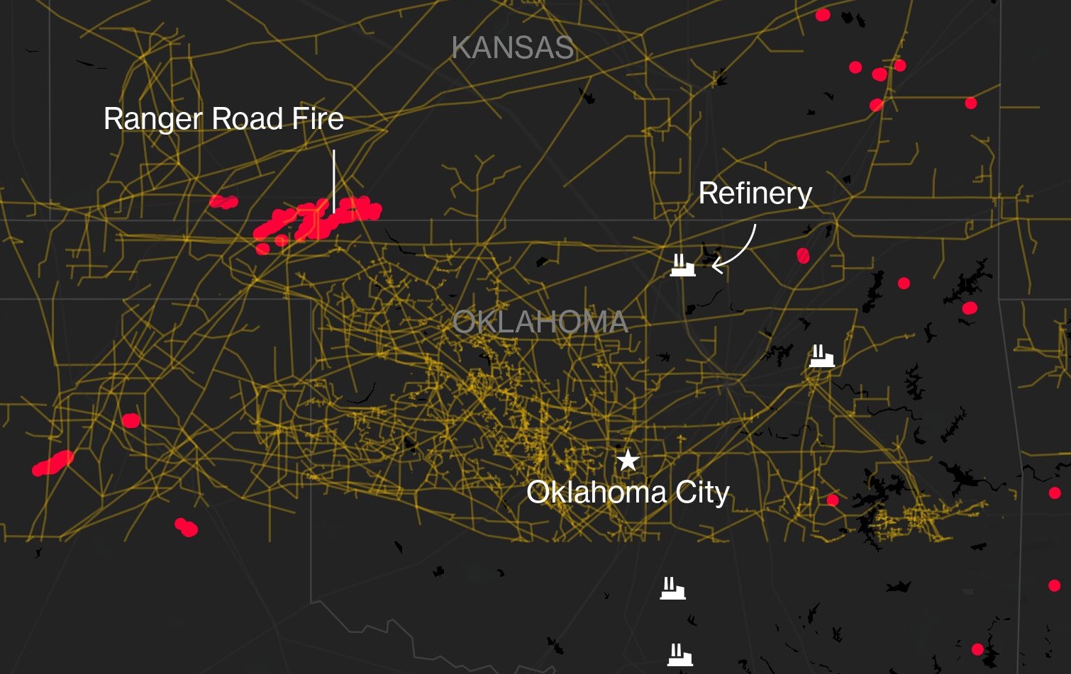 Explosive Wildfires Surge Through Oklahoma Panhandle And Kansas Oklahoma Wildfires Map Bloomberg 