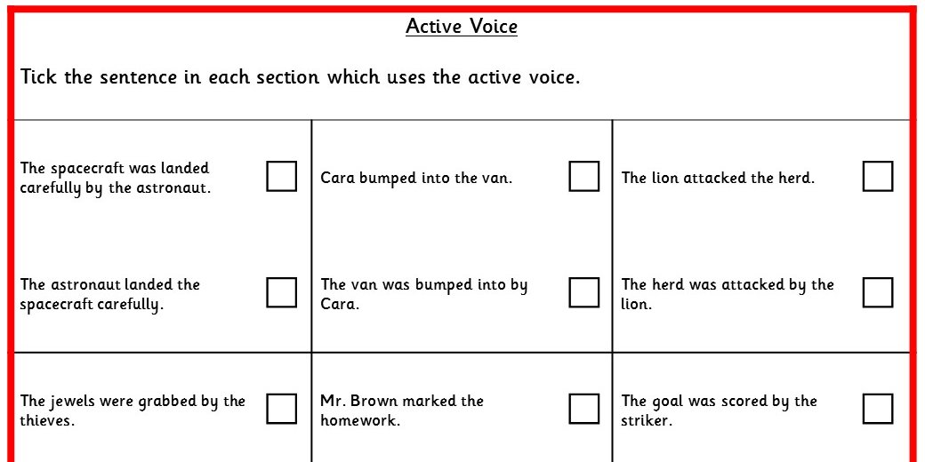 active voice ks2 spag test practice classroom secrets