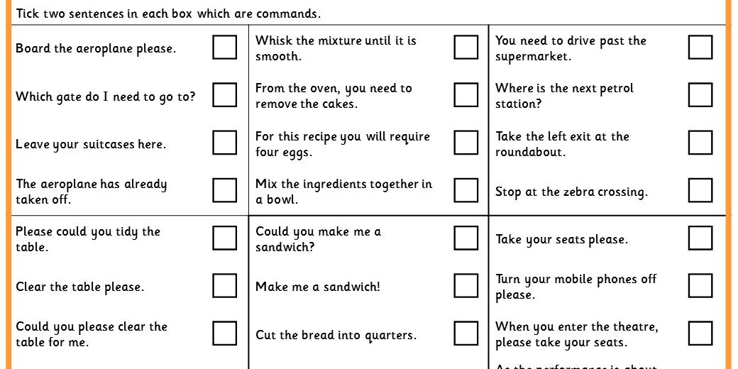 imperative verbs commands ks2 spag test practice