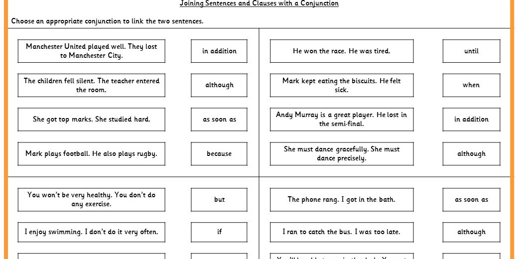 joining sentences and clauses with a conjunction ks2 spag