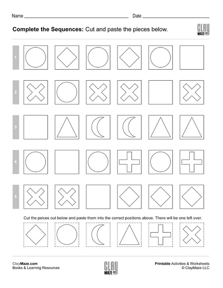 complete the sequences worksheet activity set 1 childrens