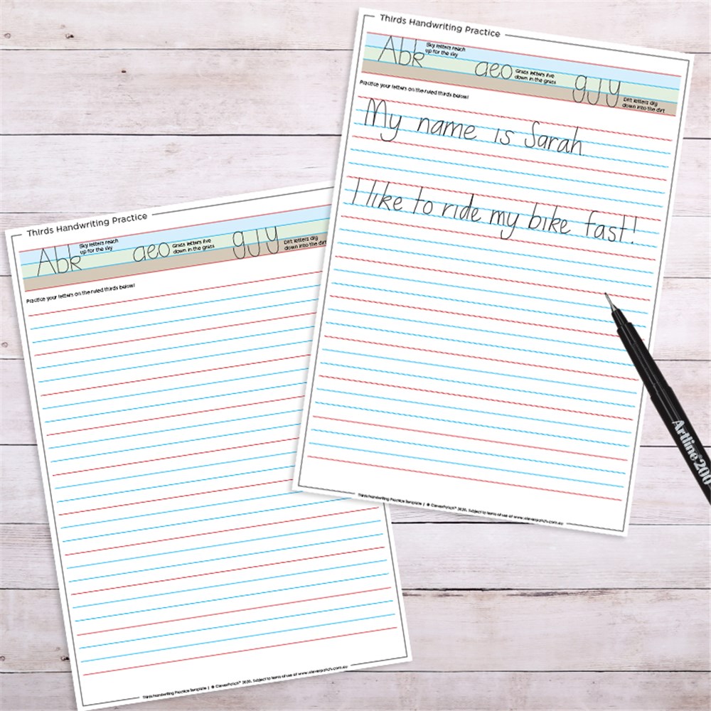 dotted thirds handwriting practice paper card cleverpatch